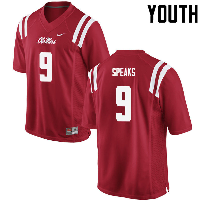 Breeland Speaks Ole Miss Rebels NCAA Youth Red #9 Stitched Limited College Football Jersey TNN4058EM